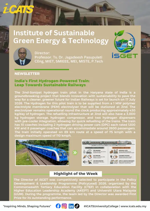iSGET newsletter: India's First Hydrogen-Powered Train, Leap Towards Sustainable Railways
